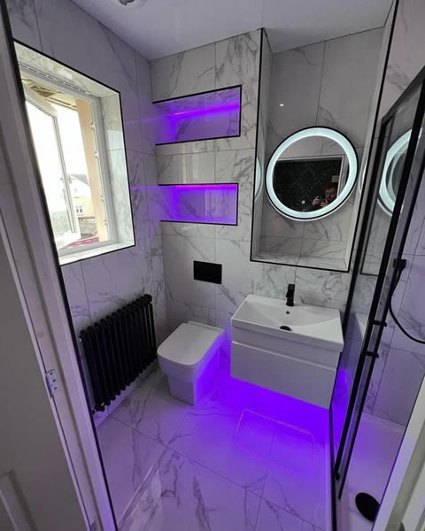 Sensational Bathrooms with custom mood lighting designed by SHB Birmingham